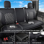 Huidasource Rear Car Seat Covers Fit for Ford F150, Automotive Car Seat Cushion Cover Fit for 2015-2026 F150 SuperCrew&2017-2026 F250 F350 F450 Super Duty Crew Cab Pickup(Back Row/Black&White) - Image 3