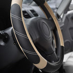 Elantrip Steering Wheel Cover Leather 15 1/2 to 16 inch Universal Large Soft Grip Breathable for Car Truck SUV Jeep Anti Slip Beige - Image 2