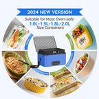 Portable Oven, 12V 24V 110V-240V Car Food Warmer Portable Personal Mini Oven Electric Heated Lunch Box for Meals Reheating & Raw Food Cooking for Road Trip/Camping/Picnic/Family Gathering(Blue) - Image 4