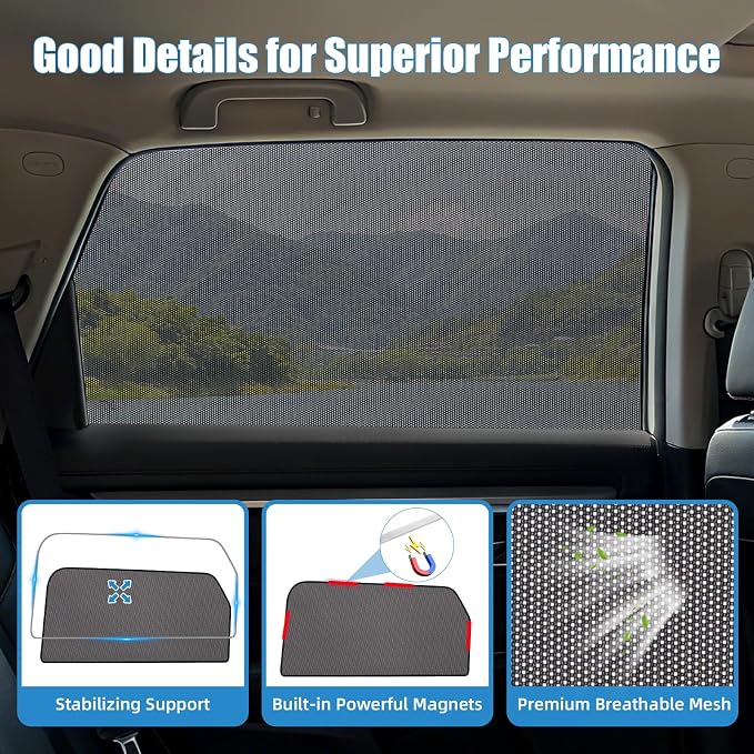 Kia Sorento Window Shades 2015-2020, Rear Side Mesh, 2PCS | Custom Fit Window Shades, Breathable Mesh Blocks UV Rays, Reduces Heat & Glare, Creates Comfort for Babies & Rear Passengers - Image 7