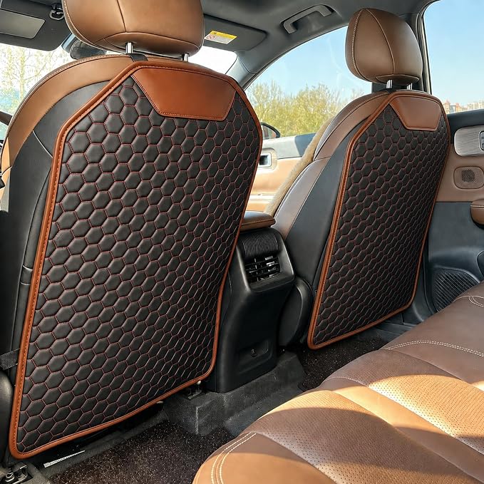Car Seat Back Protector, Waterproof Faux Leather Kick Mat, Red, 1 Pack | Wide-Coverage Protection with an Easy-Clean Faux Leather Surface - Image 2