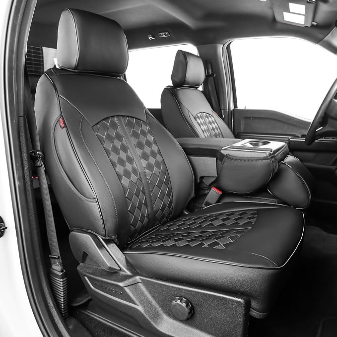 F150 Raptor Seat Covers 2021-2026 SuperCrew Custom Fit Full Set | Fits 2021-2026 Ford F150 Raptor SuperCrew with Waterproof Faux Leather Covers and Airbag Compatibility for Truck Protection by Custaura