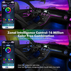 Dreamcolor Acrylic Car Interior Lights 18 in 1 RGB Car Ambient Lighting Kit APP Control Zoned Control System 252 Color Modes DIY 16 Million Colors Music Sound Active Neon Light Kits New Version - Image 2