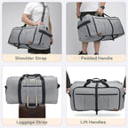 120L Foldable Collapsible Waterproof Travel Duffle Bag for Men and Women | with Shoe Compartment, Extra Large, Gray, 34" Duffel for Weekender Gym Sport, Tear Resistant - Image 6