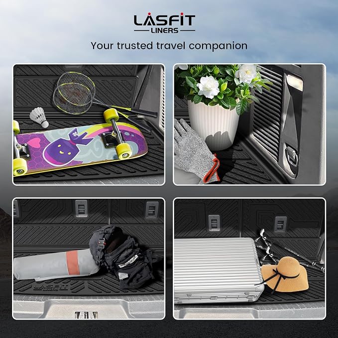 LASFIT Cargo Mat for Ford Expedition&Lincoln Navigator Standard 2018-2024 | Backrest Liner,Custom Fit All Weather Protector Split Design Easy Installation Trunk with Seatback Mat,4 pcs Black - Image 8
