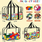 6 Packs Toy Storage Bags with Labels, Reusable Clear PVC Board Game Storage, Travel Waterproof Organizer Bags with Zipper Large Capacity (L, XL, XXL) - Image 2