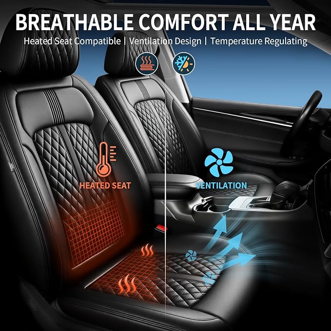 Fit CX-50 Seat Covers Custom Fit for Mazda CX-50 2023-2026, Full Set | Premium Leather Full Coverage Protectors, Waterproof, Breathable, Scratch Resistant, Easy Wipe, Airbag Compatible, Black - Image 5