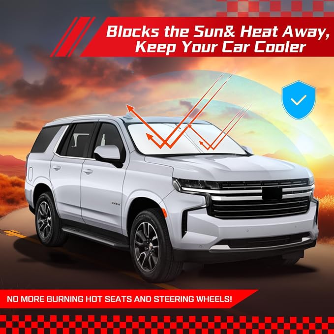 ARISMOTOR Windshield Sun Shade for Che-vrolet Chevy Tahoe 2021-2026 | Custom Fit, Foldable, Front Window Sunshade Sun Visor Protector, Block UV Rays, Keep Car Cooler - Image 7