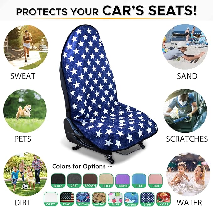 Waterproof Sweating Car Seat Cover for Post Gym Workout, Running, Swimming, Beach and Hiking, Universal Fit Non-Slip Bucket Seat Protector for Cars SUV Trucks, Machine Washable (Star) - Image 7
