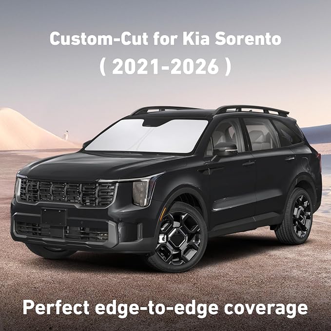 EcoNour Windshield Sunshade Compatible for Kia Sorento 2021-2024 2025 2026 | Sun Visor for Front Windshield & Window Sun Shade Cover, UV Heat Blocker & Protector, Car Accessories - Image 2