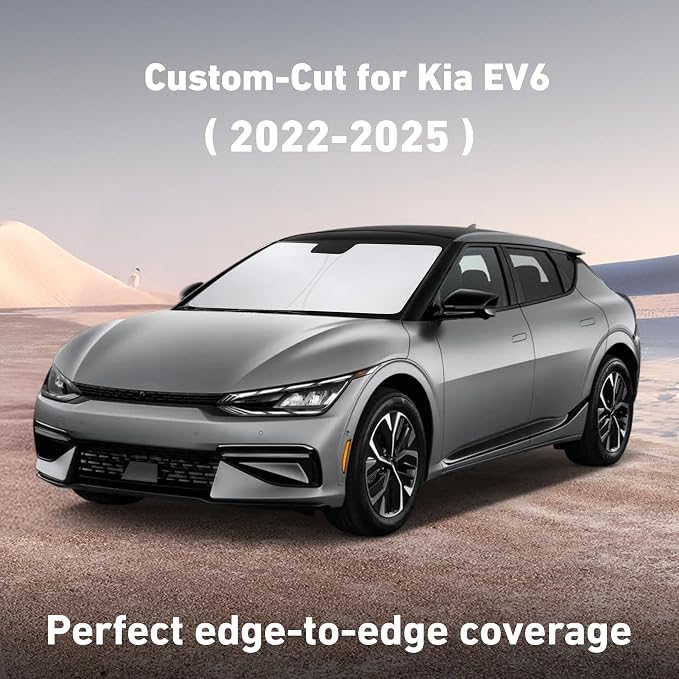 EcoNour Windshield Sunshade Compatible for Kia EV6 2022-2023 2024 2025 | Sun Visor for Front Windshield & Window Sun Shade Cover, UV Heat Blocker & Protector, Car Accessories - Image 2