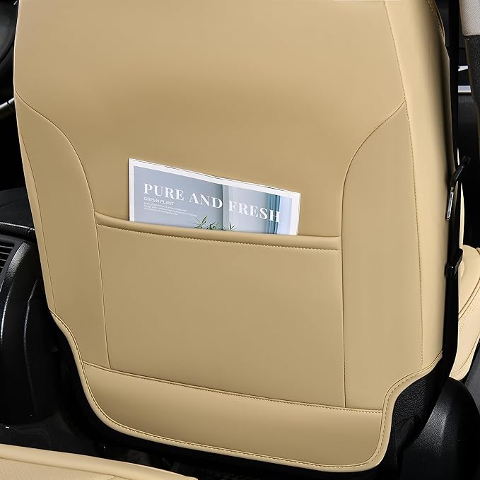 Seat Covers for Cars, Waterproof Seat Covers, Leather Car Seat Covers 2 Pack, Universal Seat Cushion Protector for Most Cars Trucks SUV-Beige - Image 6