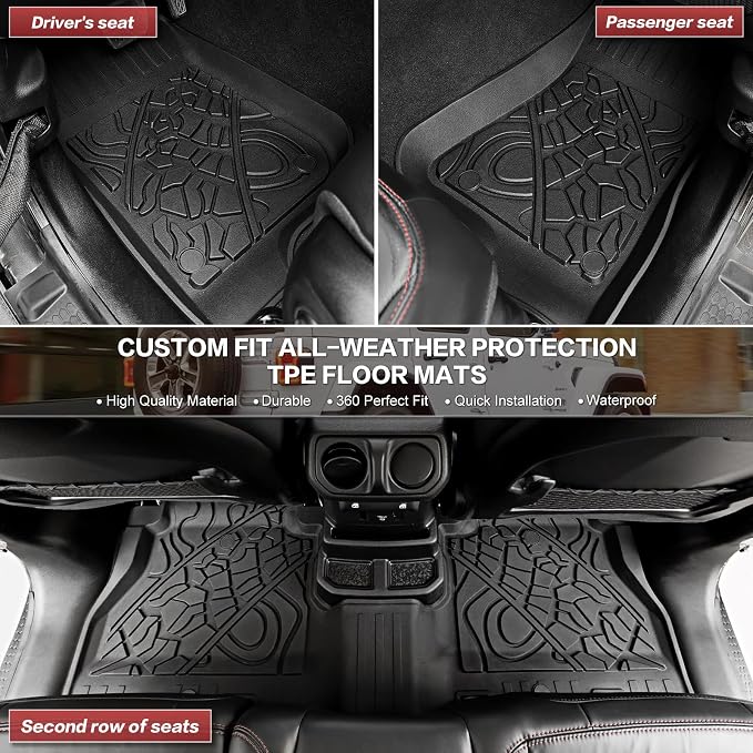 Cargo Mat Floor Liner Compatible with 2018-2025 Jeep Wrangler JL Unlimited 4 Door, Seat Back Cover Cargo Liner Rear Floor Mat for 2024 Jeep Wrangler JL/JLU Accessories - Image 3