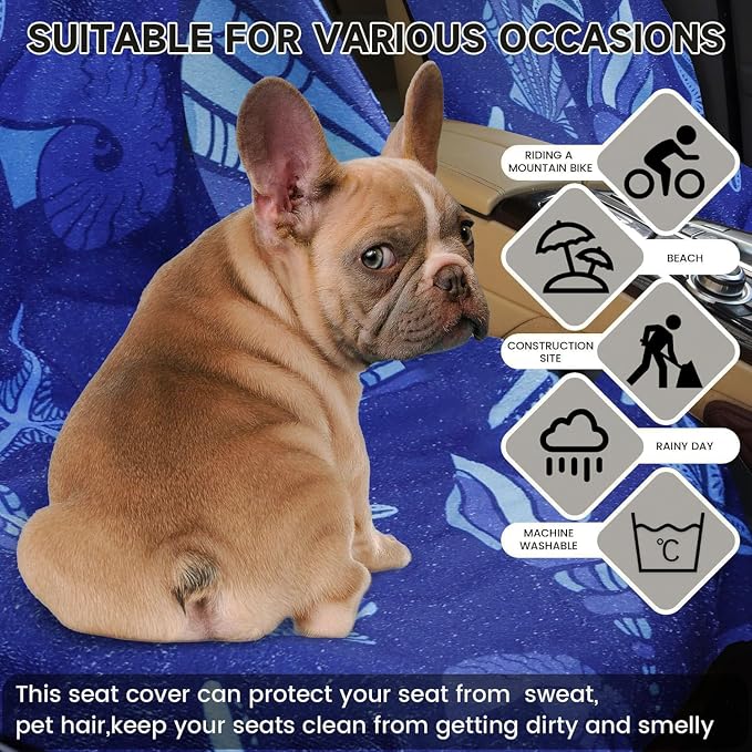 Car Seat Covers 2pcs Waterproof Towel Car Seat Cover Universal Fit for Most Trucks SUV Fitness Athletes Pets Gym and Water Sport，Conch Shells Starfish - Image 4