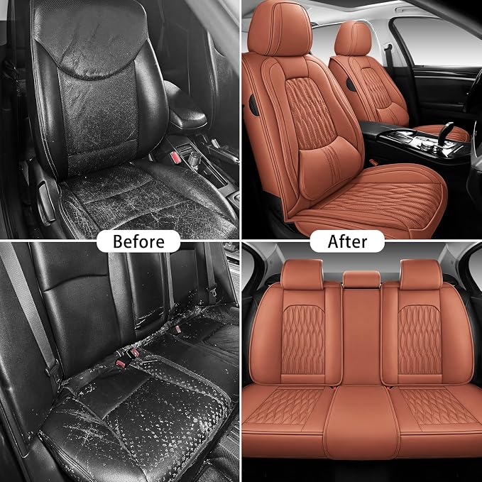 WELLDO Car Seat Covers, 5 Seats, Brown | Waterproof, Scratch-Resistant, Breathable & Easy to Clean, Universal Fit for SUV Sedan Truck, Full Set - Image 7