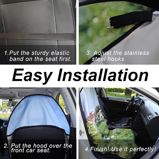 Car Seat Cover Protector Front Seats,for Gym Workout,Running,Swimming,Beach and Hiking,Waterproof Sweat Towel Bucket Seat Covers for Cars SUV Trucks (Dog Print, 1Pcs) - Image 4