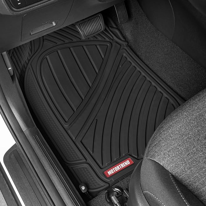 Motor Trend FlexTough™ Baseline Rubber Car Floor Mats with Trunk Mat Cargo Liner, Front & Rear Combo Set fits Most Car SUV Van Coupe Sedan, Heavy Duty All Weather Trim to Fit - Image 2