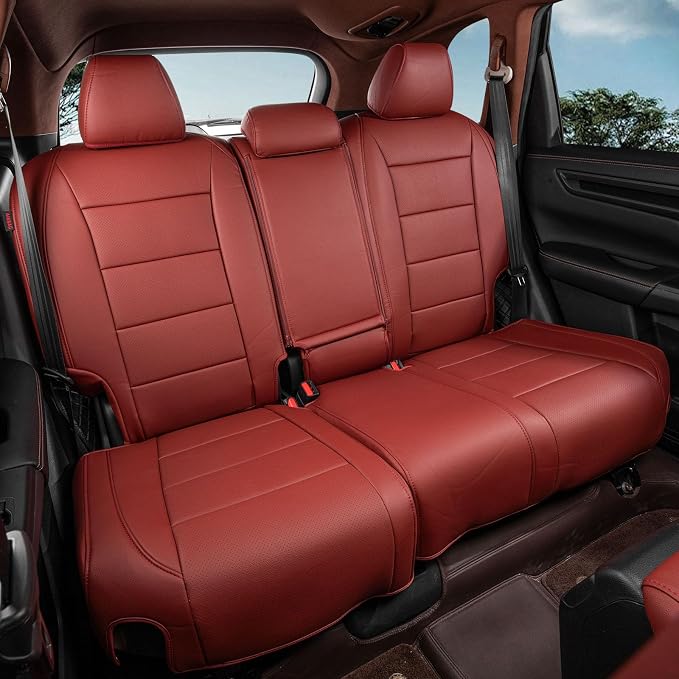 Custom Seat Covers for 2012-2014 Honda CR-V,Premium Faux Leather Car Seat Cover Set,Full Set Waterproof SUV Seat Protector,Armrest Covers Included (Wine Red) - Image 4