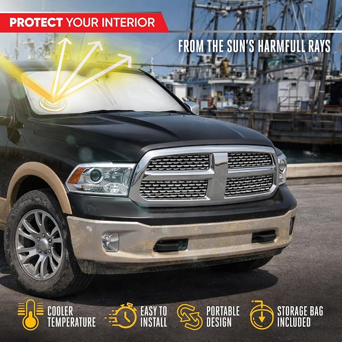 Motor Trend Custom Fit Dodge Ram 1500 Windshield Sun Shade - Fits All (2011-2018) Trims - Foldable Pop-Up Car Windshield Sunshade Dodge Ram 1500 Accessories - Automotive Ram Truck Interior Protection - Image 3