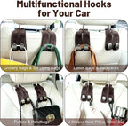 SUKIPIN Car Hooks, Car Seat Headrest Hooks for Purses and Bags 2-Pack Brown | Car Accessories for Women, Solid Durable Construction, Quick Tool-free Mounting, Universal Fit for Most Vehicle Headrests - Image 6