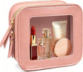 Small Clear Makup Bag, Clear Cosmetic Bags with Zipper Waterproof Small Travel Cosmetic Case Cute Make Up Pouch Mini Car Essentials for Women Travel Car Organizer (Mini Pink) by FFpaw