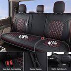 Huidasource 2007-2017 Wrangler JK Seat Covers 4 Door (Full Set/Black&Red) | Waterproof Leather Custom Seat Cover, Front&Rear Seat Cushion Protector Fit for Jeep Wrangler JK 4-Door Sahara Sport Rubicon - Image 3