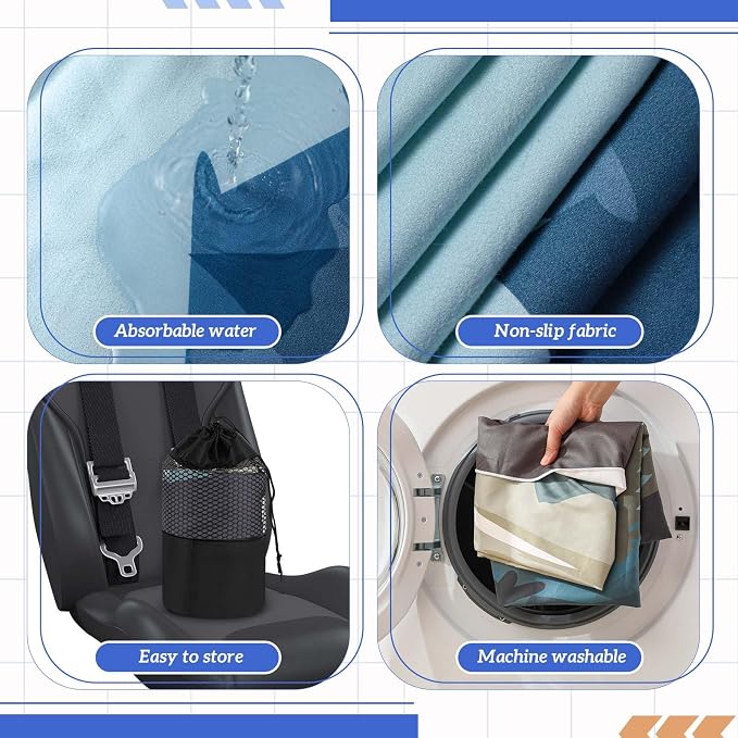 1 Pack Car Seat Towel Cover with Storage Bag, Grizzly Guide Style | 63 x 32 in Car Towel Seat Cover Non Slip Waterproof, Gym Workout Swimming Running, Machine Washable Sweat Absorbent Protector - Image 3