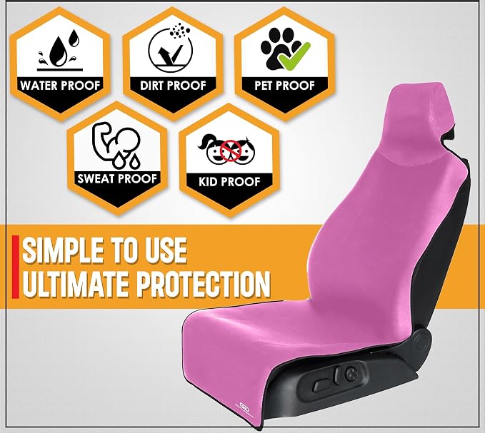 Gear Pink Premium Universal Fit Waterproof Stain Resistant Car Seat Cover Neoprene Non-Slip Bucket Seat Dog Sweat Proof Protector Save Your Leather Cloth Seats Automotive Van Truck SUV Sedan - Image 6