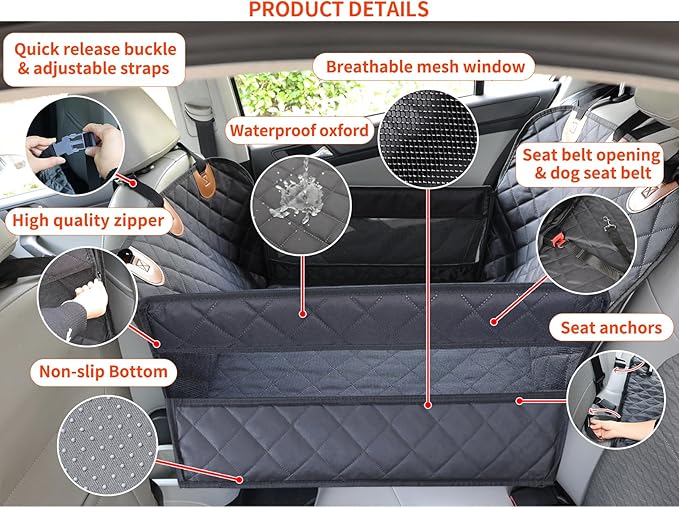 Dog car seat Cover for Back seat Hard Bottom Half Dog car seat Cover Passenger Friendly Back seat Extender for Dogs - Image 3