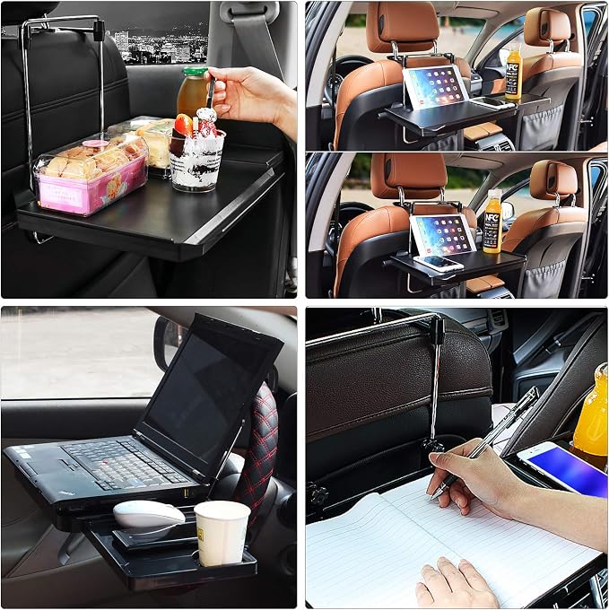CPROSP Car Steering Wheel Seat Tray Desk Foldable Portable with Mouse Drawer for Eating Writing Working in Car, with Notebook Groove/Drink Cup Groove - Image 6