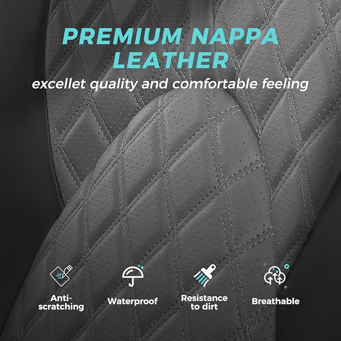 Custom Seat Covers for Toyota Highlander 2020-2026 7 Seats | black grey, faux leather, 2nd row captain chairs, waterproof, breathable, airbag compatible, stain resistant, easy install - Image 5