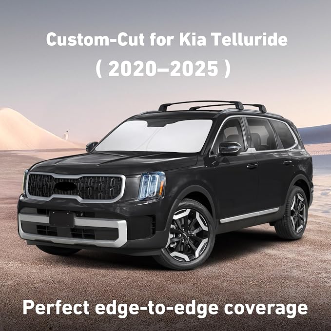 EcoNour Windshield Sunshade Compatible for Kia Telluride 2020-2024 2025 | Sun Visor for Front Windshield & Window Sun Shade Cover, UV Heat Blocker & Protector, Car Accessories - Image 2