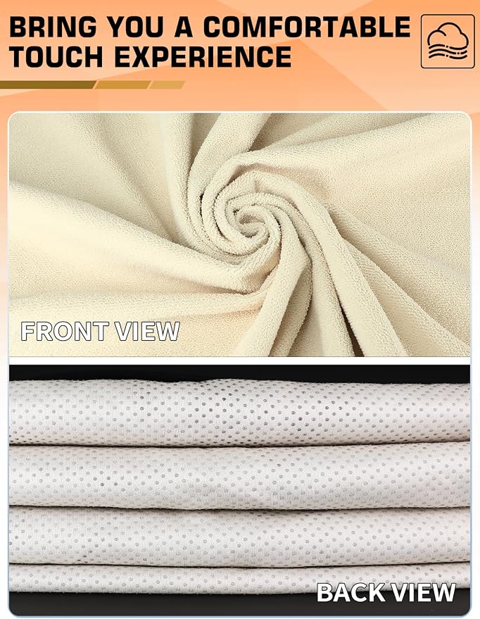 Towel Car Seat Covers for Sweat Protection, GRS Certified Recycled Microfiber Absorbent Front Seat Protector, Non-Slip Washable Universal Fit for Sedans SUV Minivans(2 Pack,Beige) - Image 6