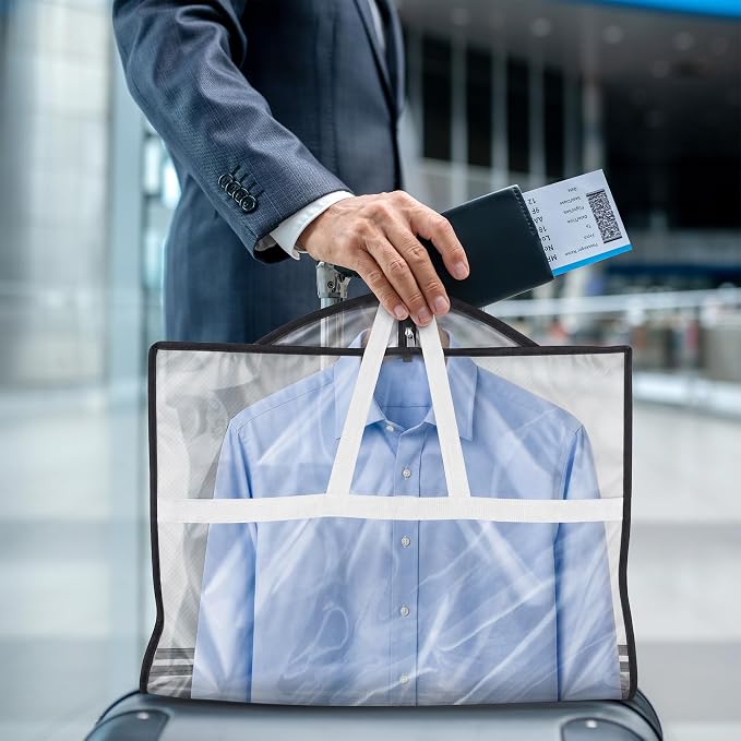 Lazebox 43" Travel Garment Bag with Accessories Zipper Pocket, Heavy Duty Suit Bag for Suits, Tuxedos, Dresses, Coats - Image 8