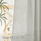 RYB HOME Linen Wonven Curtains Light Filtering Privacy UV Protection Window Blinds & Shades Draperies for Basement, Farmhouse, Villa, Boys Girls Bedroom, W 70 x L 95 inch, Grey, 2 Panels Set - Image 4