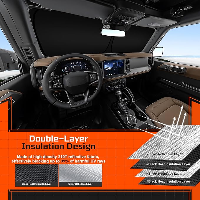 Custom Fit Windshield Sun Shade for Le-xus is Sedan IS350 IS300 IS250 IS200t 2014-2020 - Full Coverage, 210T Reflective Fabric, Double-Layer Design - Keeps Car Cool, Easy to Install and Store - Image 4