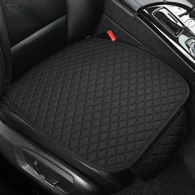 West Llama Linen Car Seat Covers,Bottom Seat Covers for Cars Include 1 Piece Front Driver Seat Pad Mat Universal Fits 90% Vehicles,SUVs,Cars,Sedans(1Piece-Black) by WESTLLAMA