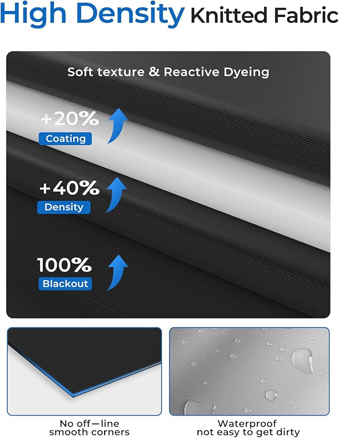 Sumobaby Blackout Curtains Portable 15”x60” No Drill Black Out Window Cover | 100% Blackout Shades with Heat-Resistant Hook&Loop Tapes,Thermal Insulated Window Blinds for Home,Nursery(1 Panel,Black) - Image 7