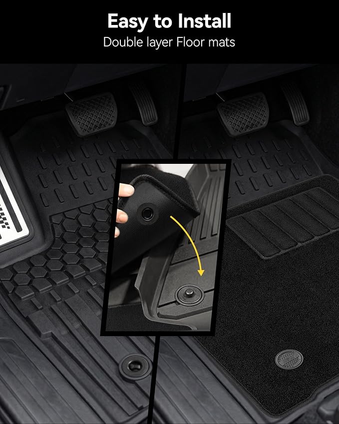 3W Floor Mats & Carpet for Toyota Tacoma 2024-2026 Double Cab Automatic | TPE All Weather Custom Fit Liner With Metal Pedals For TRD/SR/SR5/Limited, Not For Hybrid Or XtraCab - Image 4