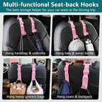 Amooca 4 Pack Anti-drop Headrest Hooks Adjustable Car Seat Organizer | Universal Fit with Clip, Hanger for Backpack Umbrella Water Bottle Coat Purses Handbags Groceries, 40lb Heavy Duty, Pink - Image 4