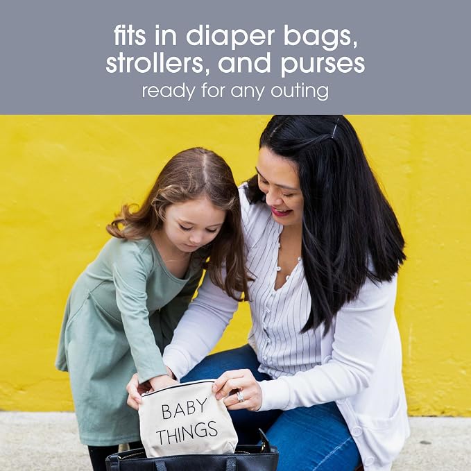 Pearhead Mommy and Baby Things Zipper Pouches, Set of 2, Organizer Bags | Diaper Bag Storage Organizer, Canvas Zipper Organize Bags for Travel or Hospital Bag, New Mom Gift, Cosmetic Makeup Bag - Image 5