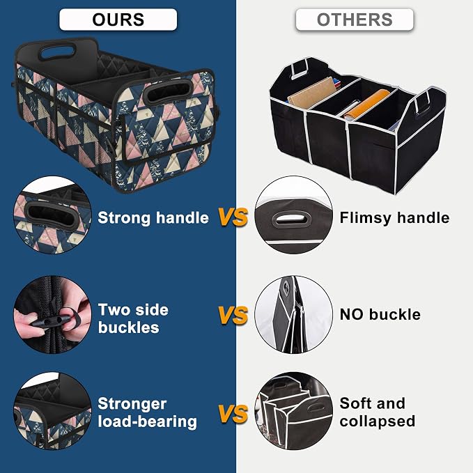 Deosk Trunk Organzier and Storage with Reinforced Handles,Car Accessories for Women/Men 50L Waterproof Polyester for Car/SUV/Minivan/Truck(Medium, Triangle) - Image 2