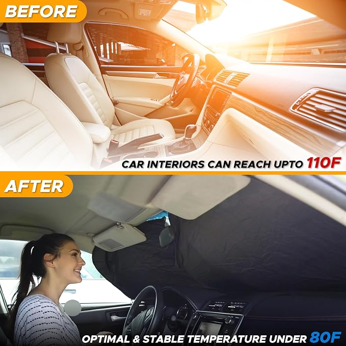 EcoNour Car Sun Shade for Windshield, Foldable Front Window Cover - Image 6