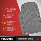 Motor Trend 3-Row Heavy Duty Rubber Floor Mats & Liners for Car SUV Van, Front 2nd & 3rd Row Durable Polymerized Latex Full Interior Protection, Extra-High Ridgeline Design, Gray - Image 4