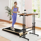 SIDUCAL Mobile Standing Desk with Charging Station, Portable Desk for Walking Pad, Adjustable Computer Workstation with Wheels, Office Table Stand with Tilted Desktop 23.62" D X 31.5" W Rustic Brown - Image 3