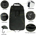 Black Car Seat Back Organizer with Multiple Pockets and Hooks - Image 3