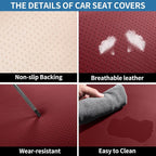 Leather Front Seat Covers for Cars Automotive Seat Protectors | Breathable Waterproof Durable Full Surround & Lumbar Support Design Non-Slip Universal Fit for Most Cars SUVs Trucks Vans Red - Image 3