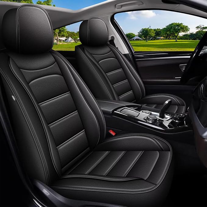 IKABEVEM Car Seat Covers Fit for Honda Insight 2010-2025 2026: Luxury Leather Automotive Front Seat Covers, Car Seat Protector(2PCS Front, Black) by IKABEVEM