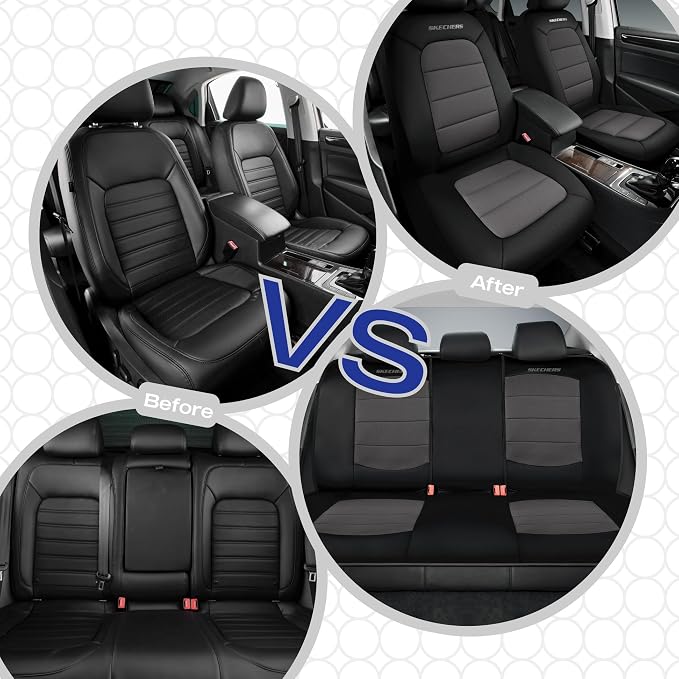 Skechers Memory Foam Car Seat Covers,Thick Cool Touch Fabric Seat Covers,Seat Cover Full Sets Airbag Compatible,Automotive Comfort Protection for Most Cars,Vans,Trucks,SUV,Grey - Image 7
