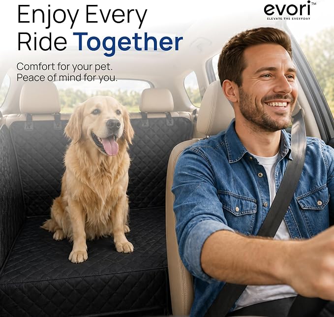 evori Dog Guard, Waterproof Dog Car Seat Cover with Mesh Barrier, Hammock | Nonslip back seat protector with mesh divider for cars, trucks and SUVs, scratchproof dog blanket, adjustable straps - Image 8